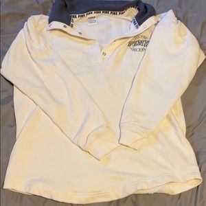 Button up PINK crew neck